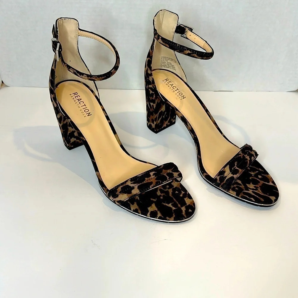 KENNETH COLE REACTION LEOPARD STACK HEEL